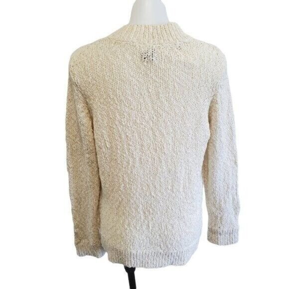 Chico's Romeo Cream Gold Sparkle Cozy Sweater V-Neck Size 2 /L 12 New With Tag - Picture 4 of 7